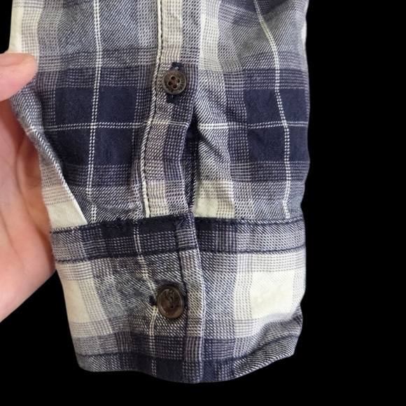 Roots Women's Long Sleeve Plaid Shirt  Dress - Navy Blue and White  Size L - Picture 3 of 7